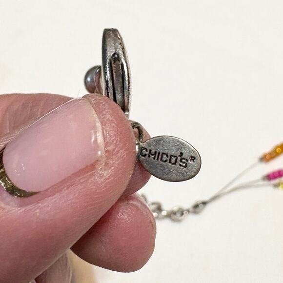 Chicos Beaded Charm Necklace & Earrings Set Cocktail Party Fruit Theme 3 Strand - Picture 4 of 8